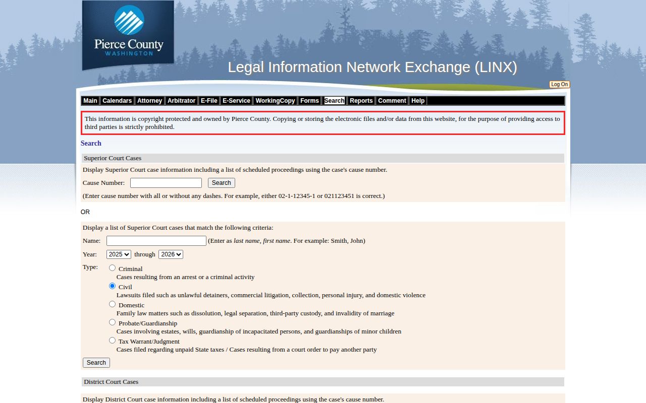 Pierce County jail roster and current custody record search interface